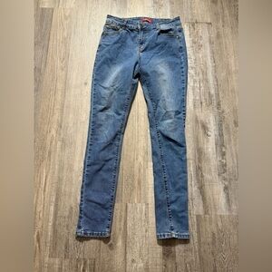 Medium Blue Skinny Jeans with Contrast Stitching casual